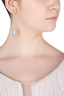 Rose Gold Finish Aqua Chalcedony Earrings
