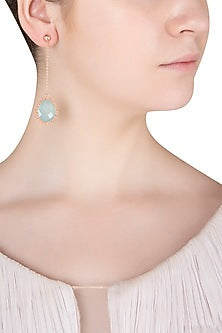 Rose Gold Finish Aqua Chalcedony Earrings