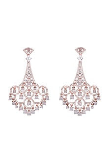 Silver plated faux diamond long earrings
