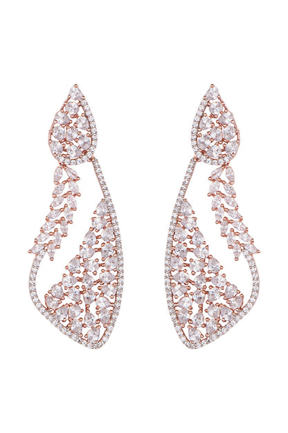 Silver plated faux diamond and long dangler earrings
