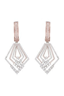 Rose gold plated diamond pave earrings
