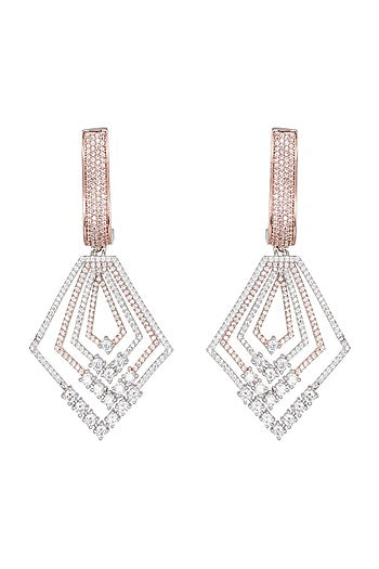 Rose gold plated diamond pave earrings