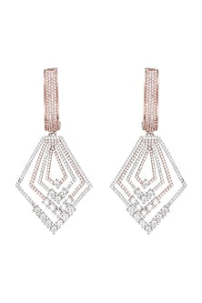 Rose gold plated diamond pave earrings