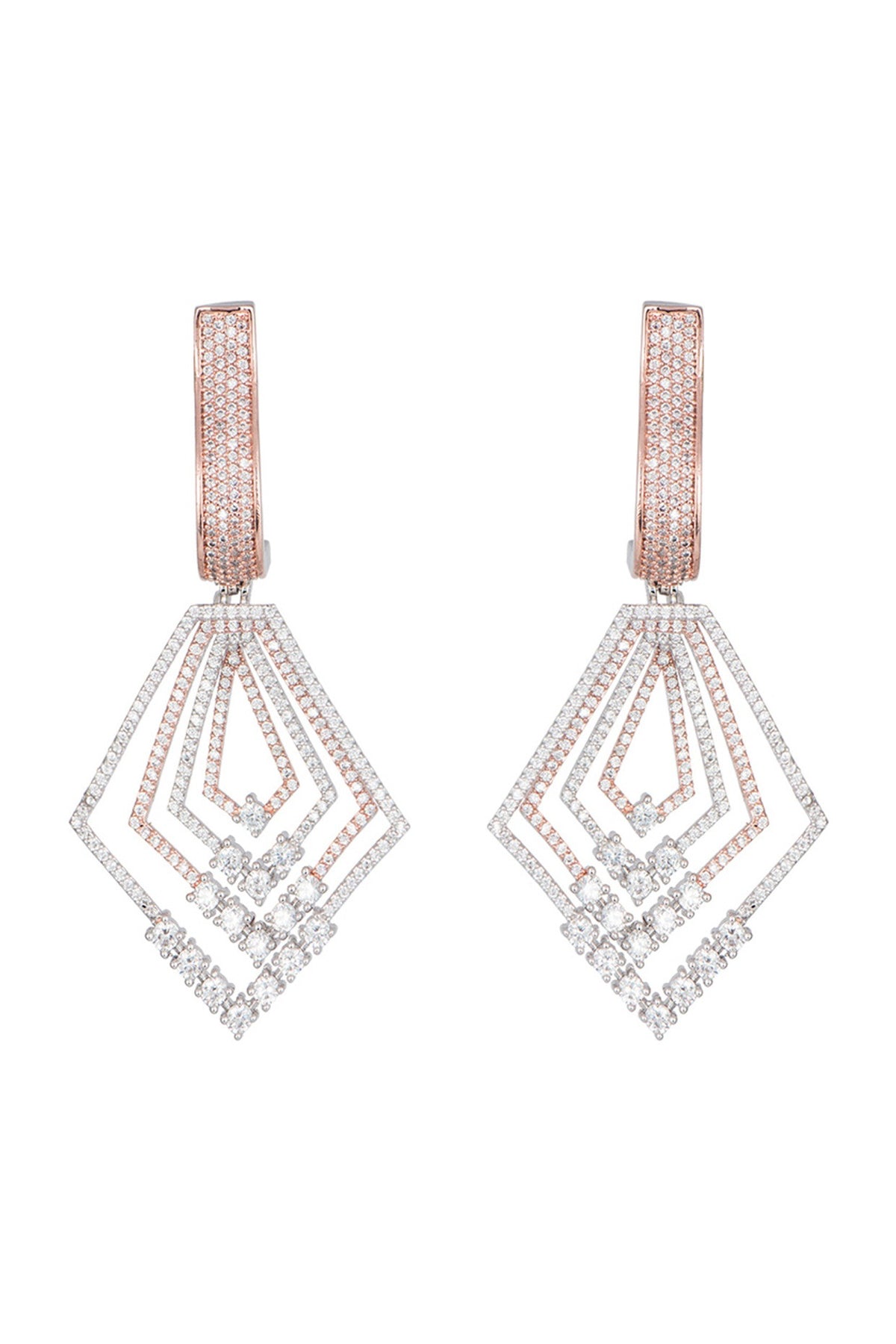 Rose gold plated diamond pave earrings