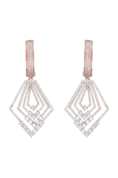 Rose gold plated diamond pave earrings