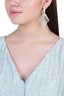 Rose gold plated diamond pave earrings