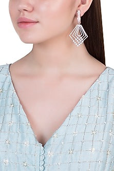 Rose gold plated diamond pave earrings