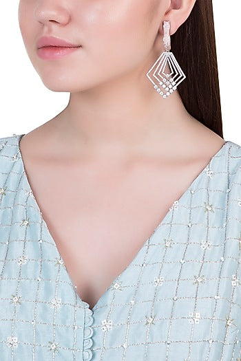 Rose gold plated diamond pave earrings