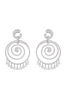 Silver plated faux diamond spiral earrings