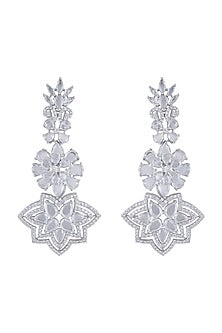 Silver plated faux diamond dangler earrings