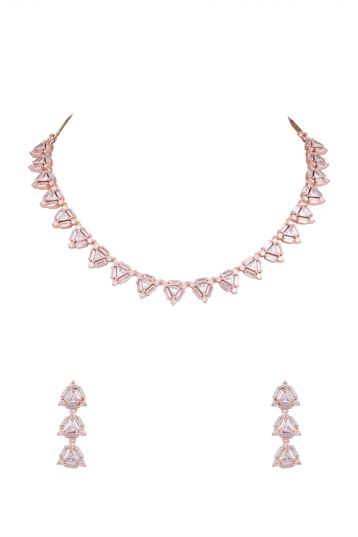 Rose Gold Finish Diamond Necklace Set