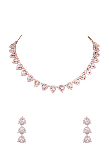 Rose Gold Finish Diamond Necklace Set