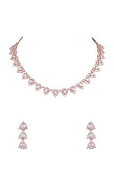 Rose Gold Finish Diamond Necklace Set