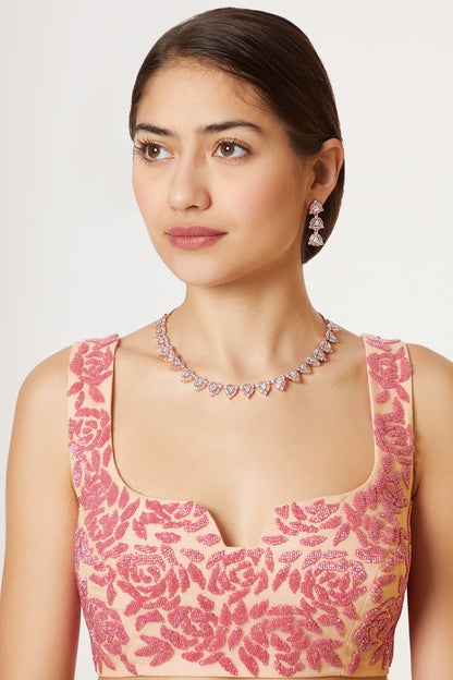 Rose Gold Finish Diamond Necklace Set