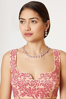 Rose Gold Finish Diamond Necklace Set