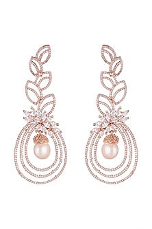 Rose Gold Finish Pearl Earrings