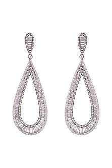 Black Rhodium Finish Long Earrings