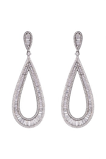 Black Rhodium Finish Long Earrings
