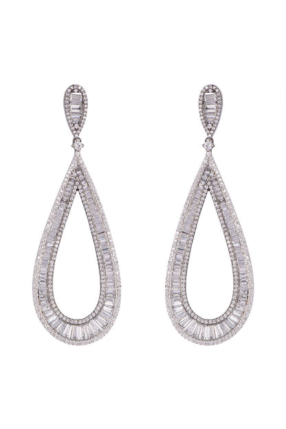 Black Rhodium Finish Long Earrings