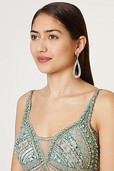 Black Rhodium Finish Long Earrings