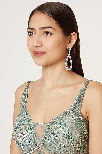 Black Rhodium Finish Long Earrings