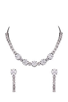 Black Rhodium Finish Diamond Necklace Set