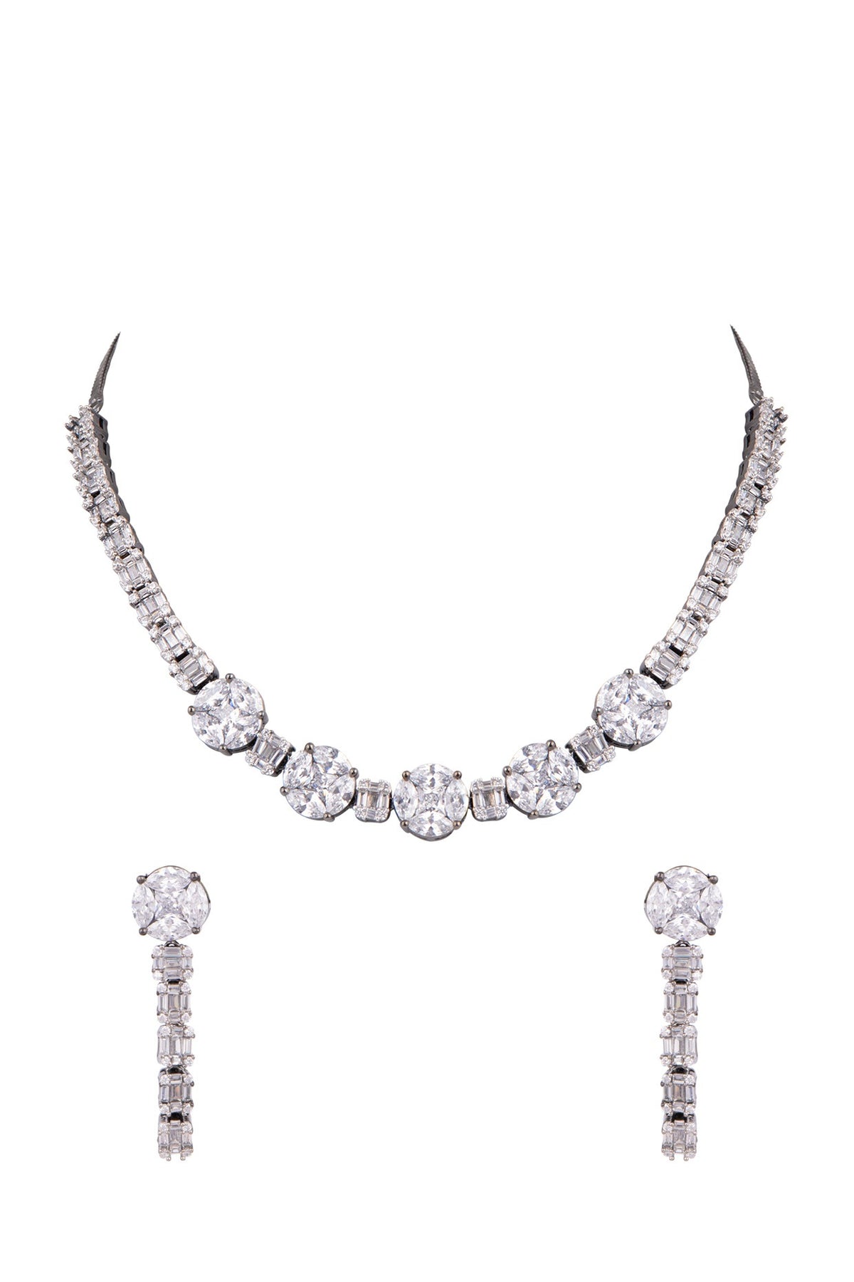 Black Rhodium Finish Diamond Necklace Set