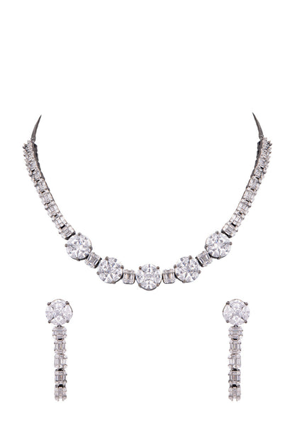 Black Rhodium Finish Diamond Necklace Set