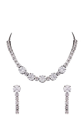 Black Rhodium Finish Diamond Necklace Set