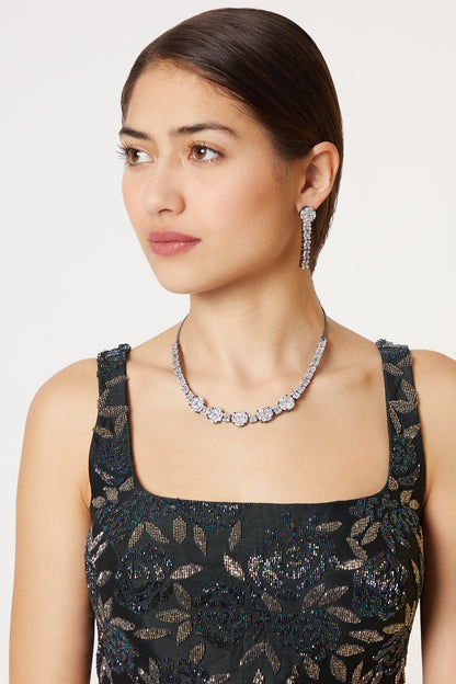 Black Rhodium Finish Diamond Necklace Set
