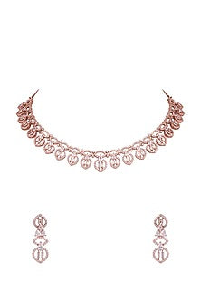 Rose Gold Finish Diamond Necklace Set