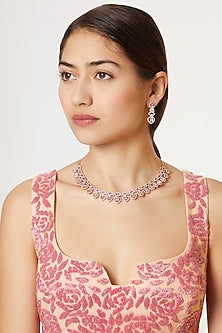 Rose Gold Finish Diamond Necklace Set