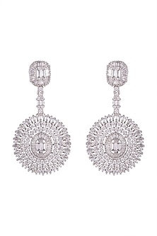 White Finish Diamond Earrings