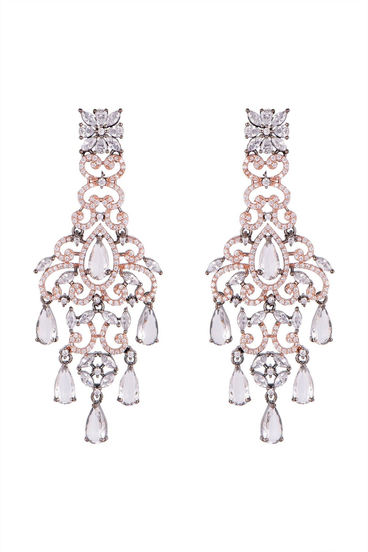 Black Rhodium Finish Chandelier Earrings