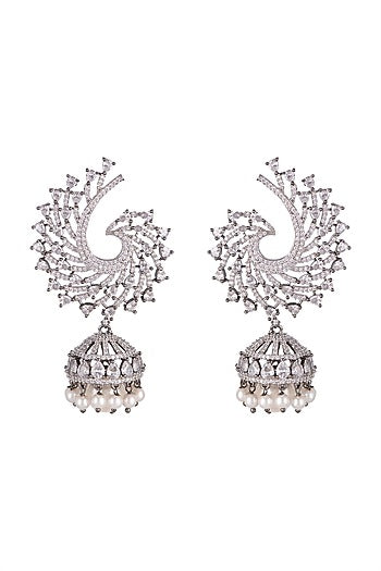 Black Rhodium Finish Jhumka Earrings