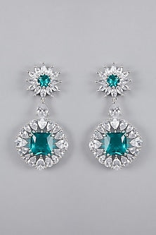 Silver Finish Zircon Dangler Earrings
