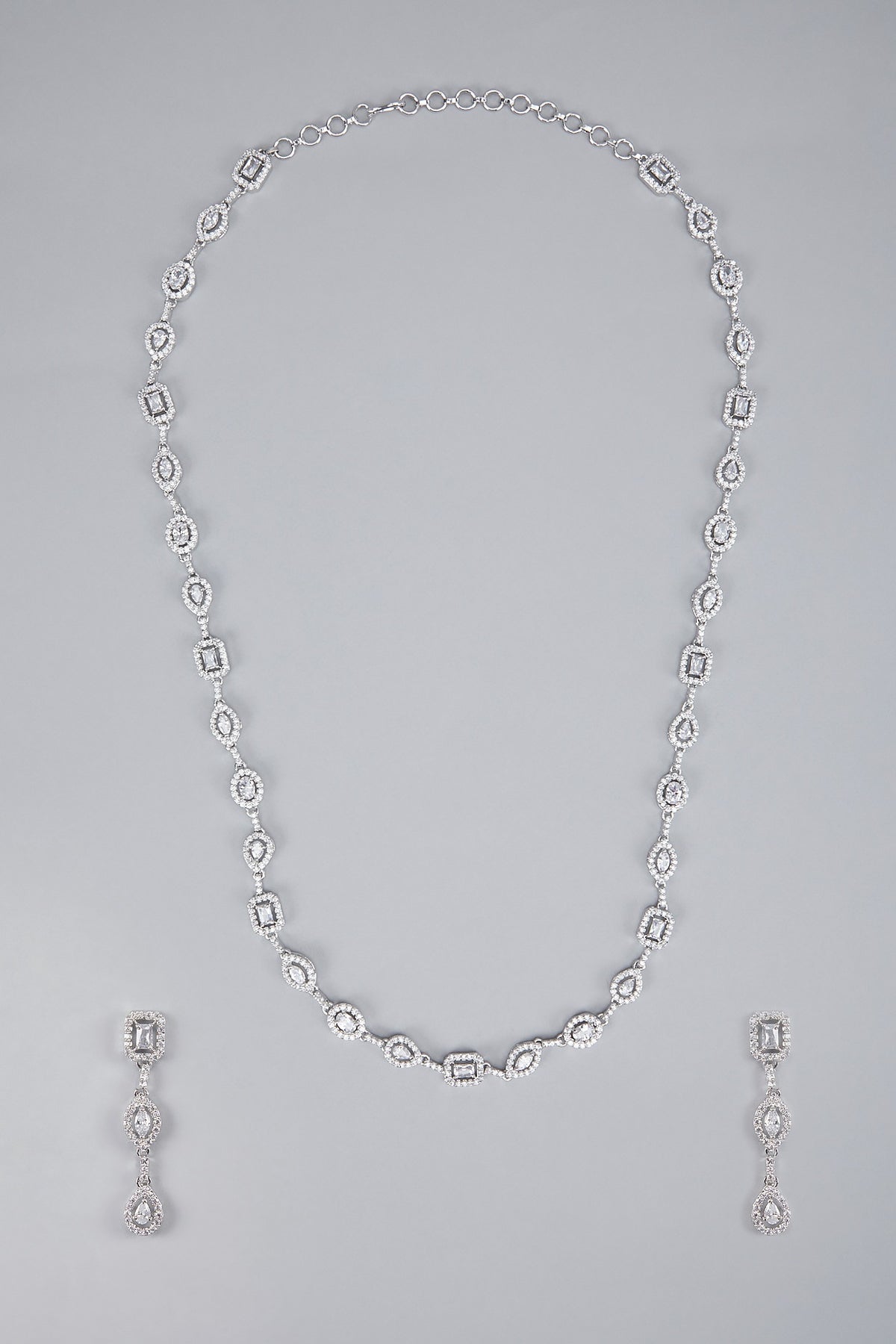 Silver Finish Zircon Necklace Set