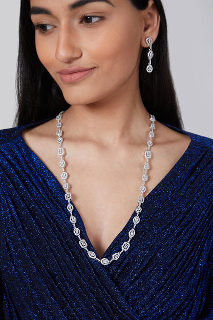 Silver Finish Zircon Necklace Set