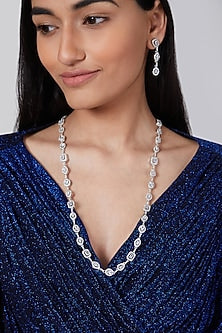 Silver Finish Zircon Necklace Set