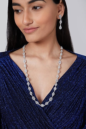 Silver Finish Zircon Necklace Set