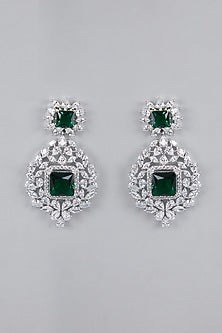 Silver Finish Green Zircon Necklace Set