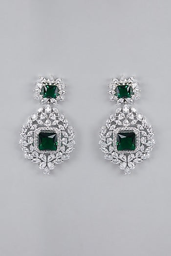 Silver Finish Green Zircon Necklace Set