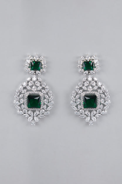 Silver Finish Green Zircon Necklace Set