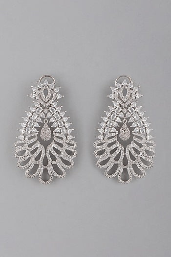 White Finish Zircon Dangler Earrings