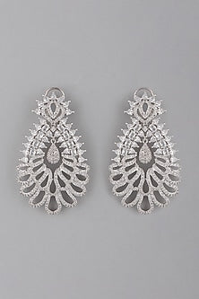 White Finish Zircon Dangler Earrings