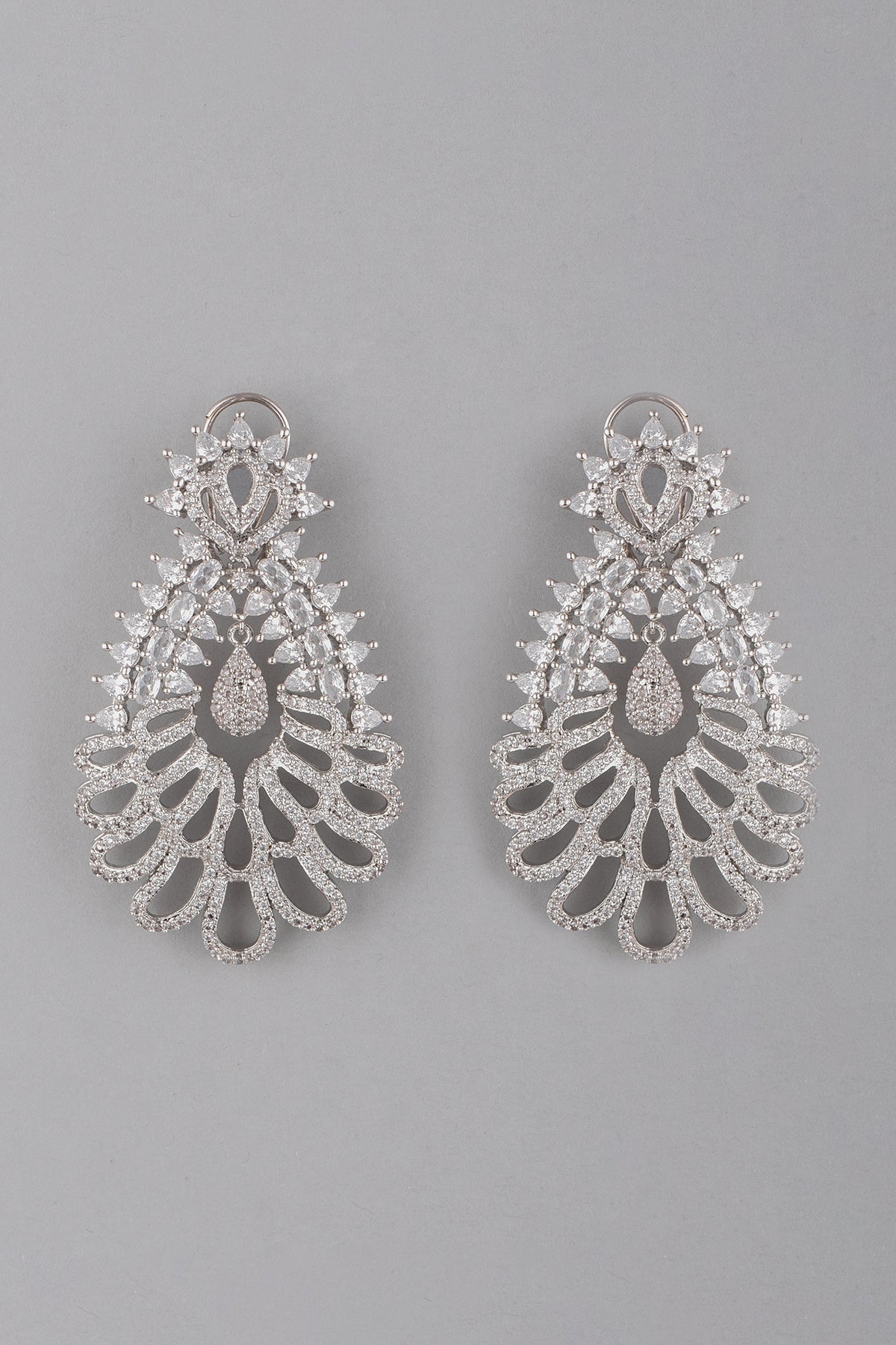 White Finish Zircon Dangler Earrings