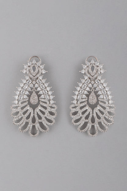 White Finish Zircon Dangler Earrings
