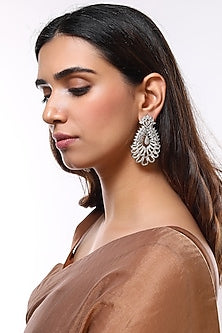 White Finish Zircon Dangler Earrings
