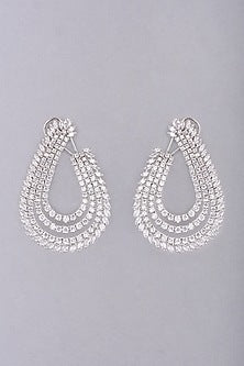 White Finish Faux Diamond Earrings