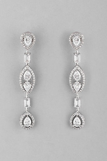 White Finish Dangler Diamond Earrings